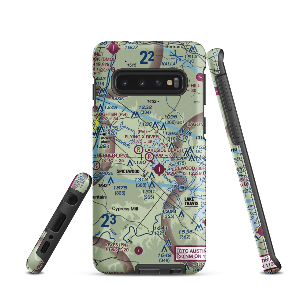Lakeside Beach Airport (0XS6) VFR Sectional Samsung Phone Case Samsung Galaxy S10 model shown