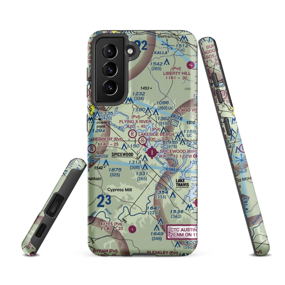 Lakeside Beach Airport (0XS6) VFR Sectional Samsung Phone Case Samsung Galaxy S21 FE model shown