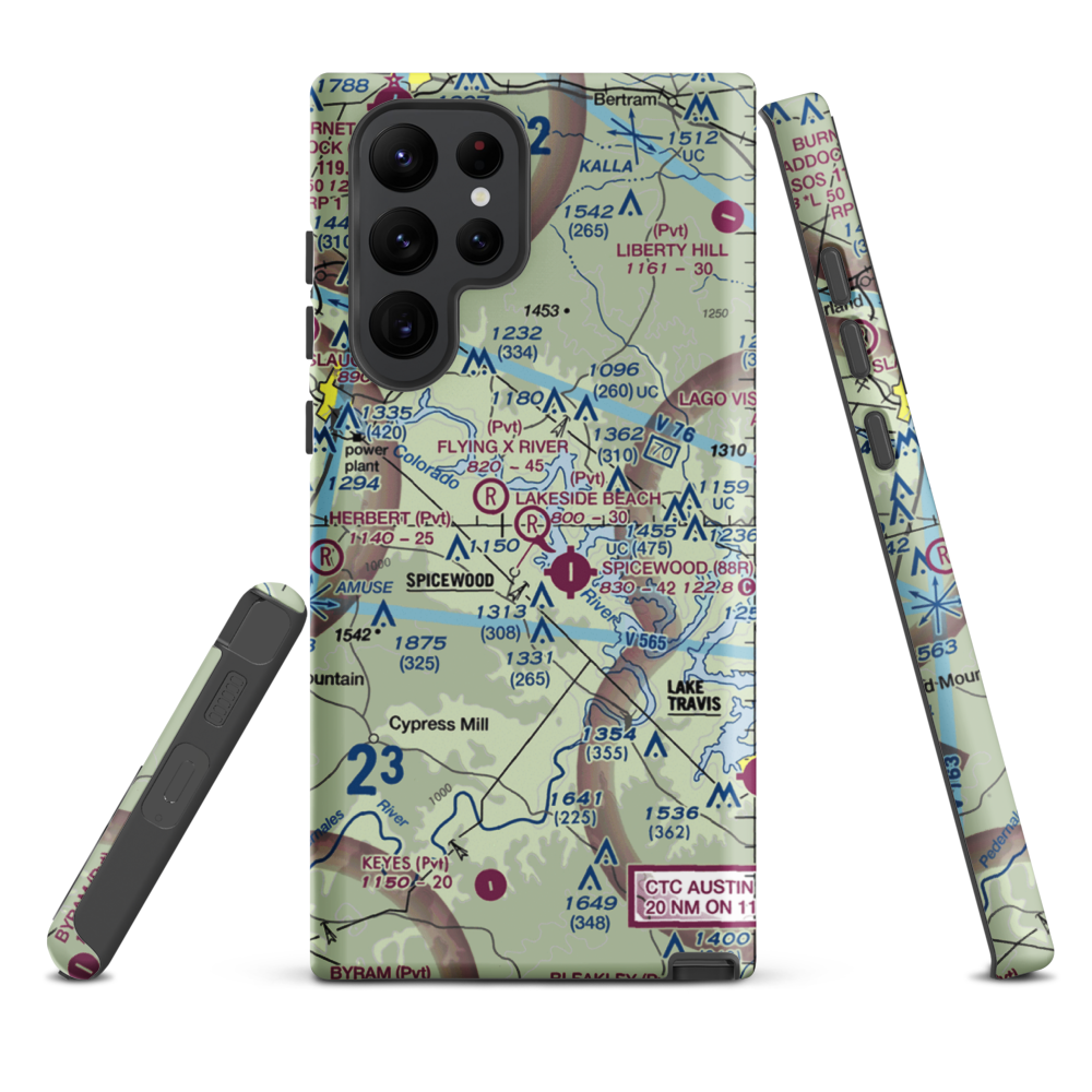 Lakeside Beach Airport (0XS6) VFR Sectional Samsung Phone Case Samsung Galaxy S22 Ultra model shown
