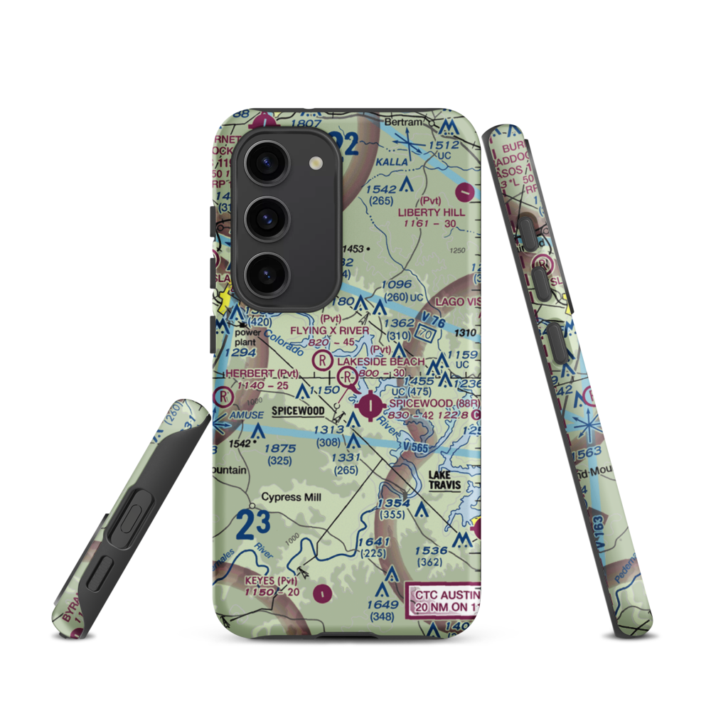 Lakeside Beach Airport (0XS6) VFR Sectional Samsung Phone Case Samsung Galaxy S23 model shown