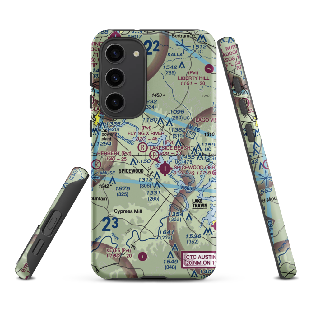 Lakeside Beach Airport (0XS6) VFR Sectional Samsung Phone Case Samsung Galaxy S23 Plus model shown