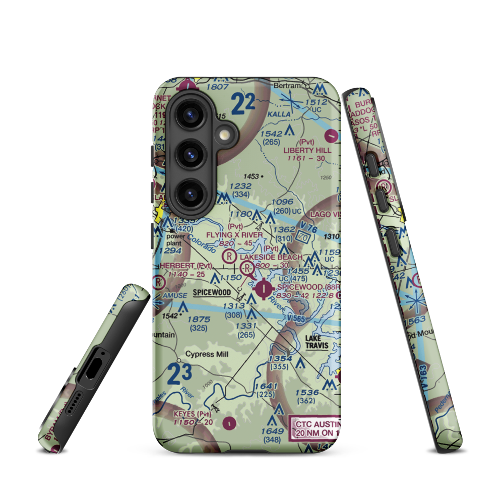 Lakeside Beach Airport (0XS6) VFR Sectional Samsung Phone Case Samsung Galaxy S24 model shown