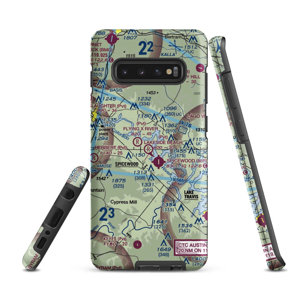 Lakeside Beach Airport (0XS6) VFR Sectional Samsung Phone Case Samsung Galaxy S10 Plus model shown