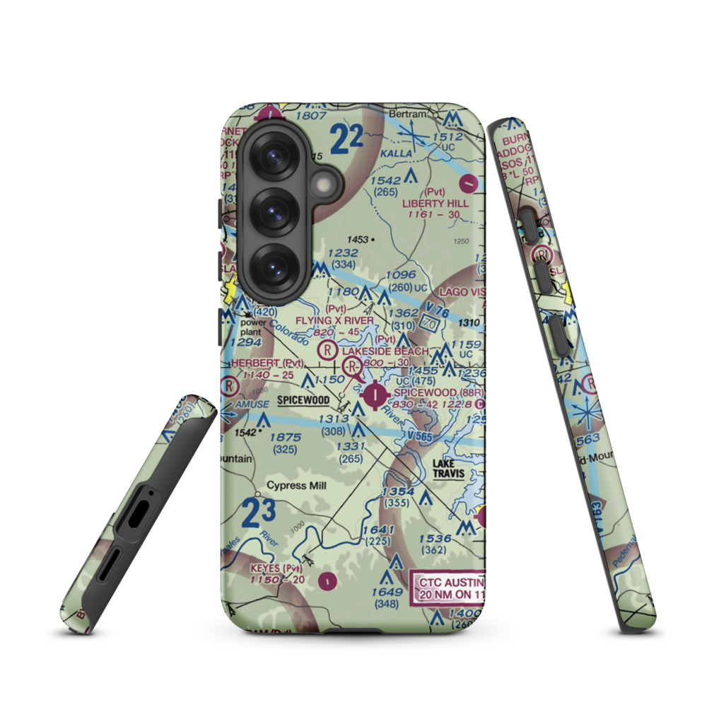 Lakeside Beach Airport (0XS6) VFR Sectional Samsung Phone Case Samsung Galaxy S25 model shown