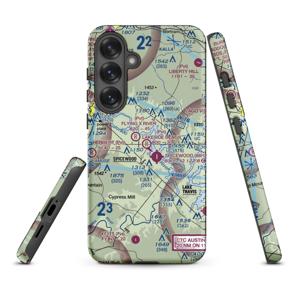 Lakeside Beach Airport (0XS6) VFR Sectional Samsung Phone Case Samsung Galaxy S25 Plus model shown