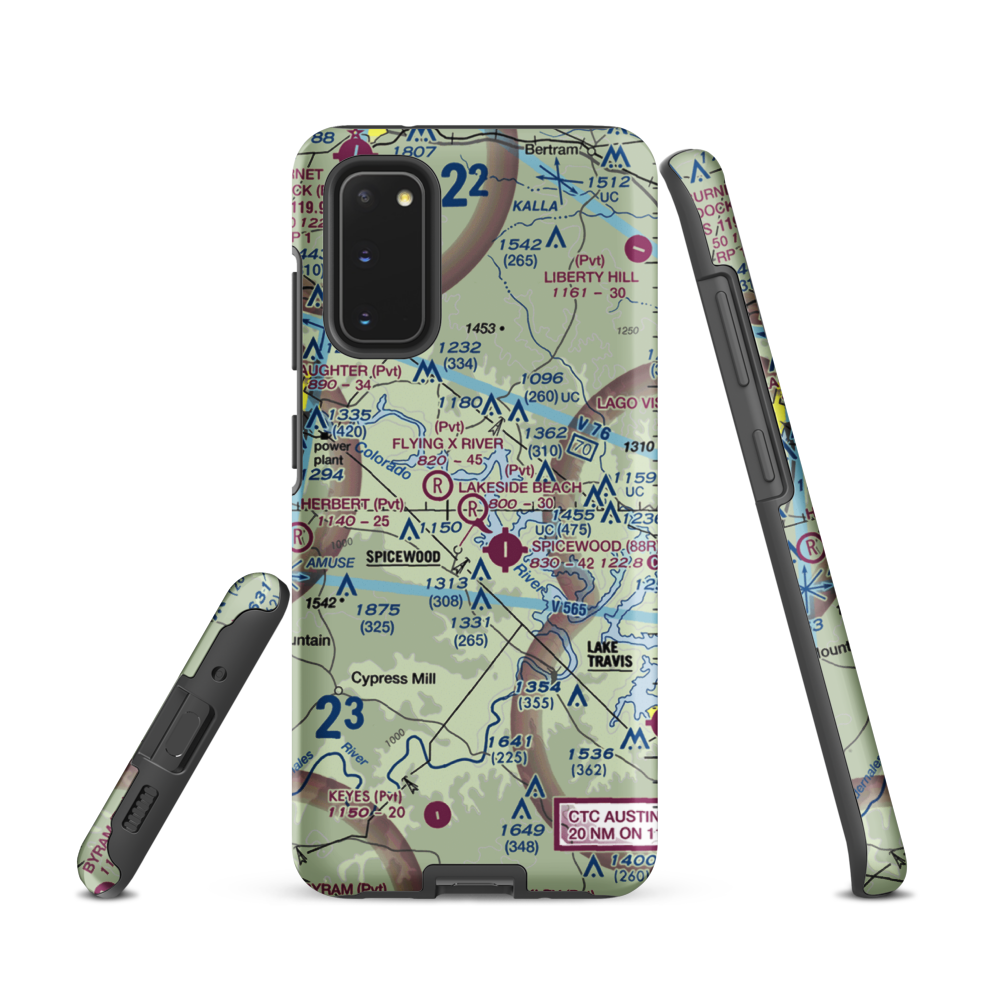 Lakeside Beach Airport (0XS6) VFR Sectional Samsung Phone Case Samsung Galaxy S20 model shown