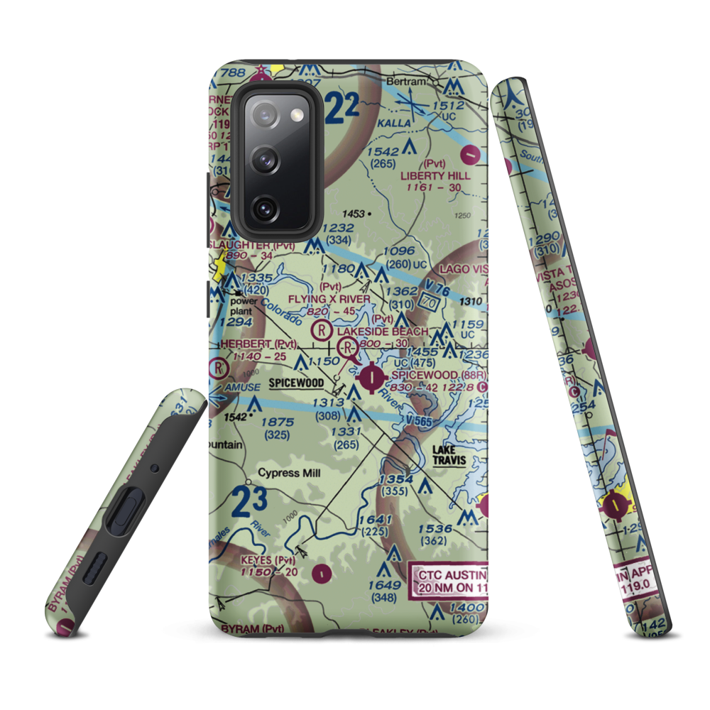 Lakeside Beach Airport (0XS6) VFR Sectional Samsung Phone Case Samsung Galaxy S20 FE model shown