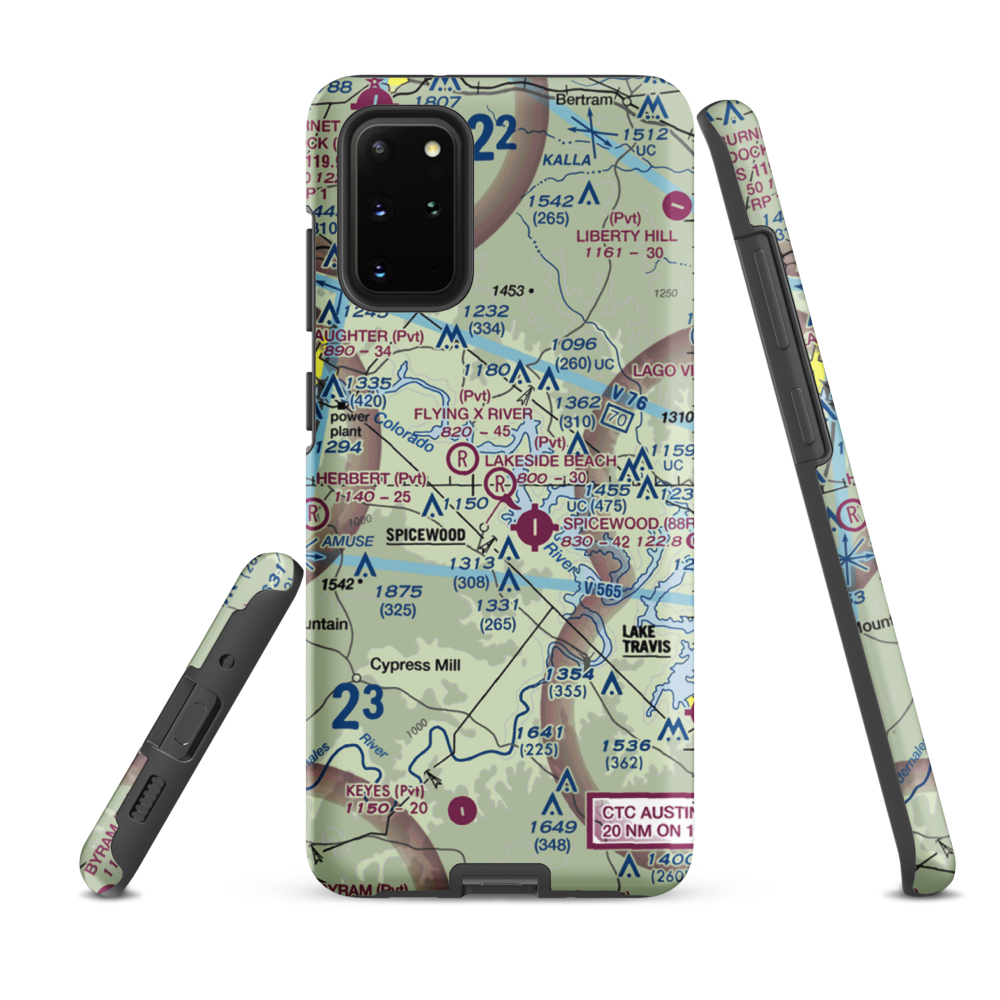 Lakeside Beach Airport (0XS6) VFR Sectional Samsung Phone Case Samsung Galaxy S20 Plus model shown