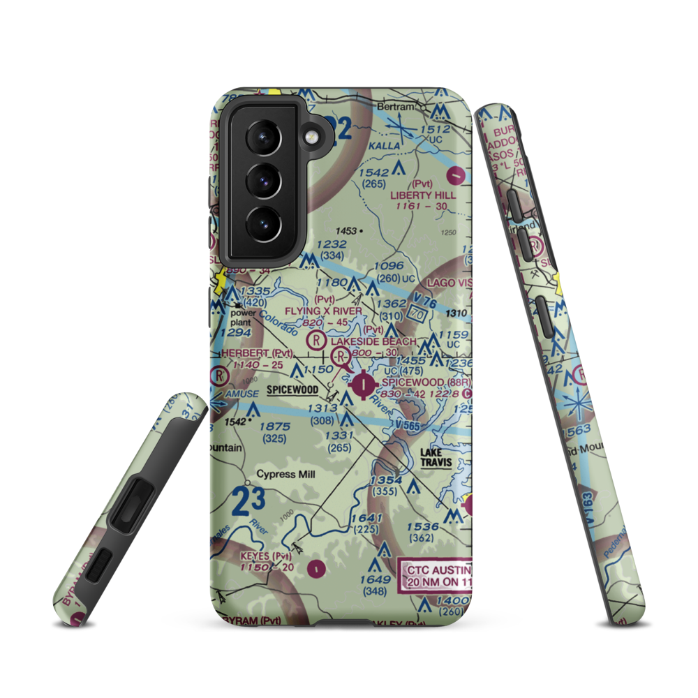 Lakeside Beach Airport (0XS6) VFR Sectional Samsung Phone Case Samsung Galaxy S21 model shown