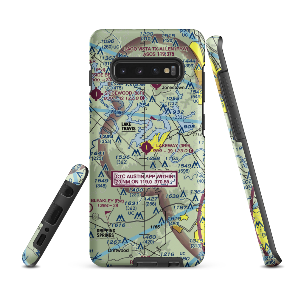 Lakeway Airpark (3R9) VFR Sectional Samsung Phone Case Samsung Galaxy S10 Plus model shown