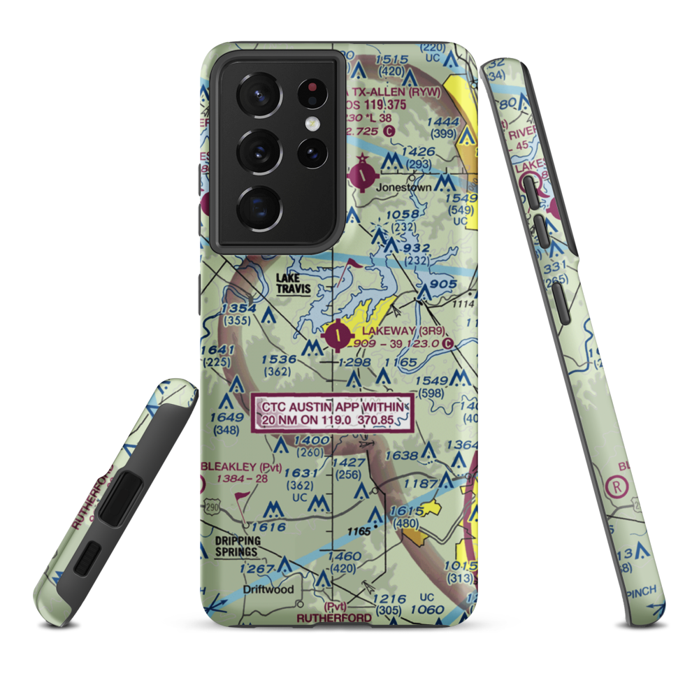 Lakeway Airpark (3R9) VFR Sectional Samsung Phone Case Samsung Galaxy S21 Ultra model shown