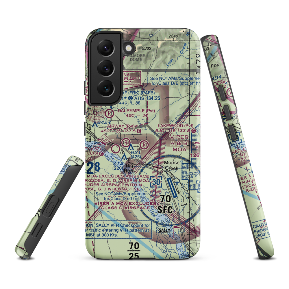 Lakewood Airport (78AA) VFR Sectional Samsung Phone Case Samsung Galaxy S22 Plus model shown