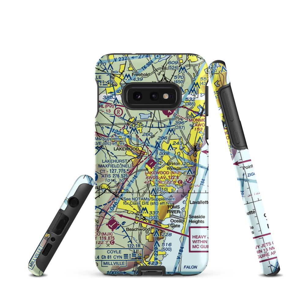 Lakewood Airport (N12) VFR Sectional Samsung Phone Case Samsung Galaxy S10e model shown
