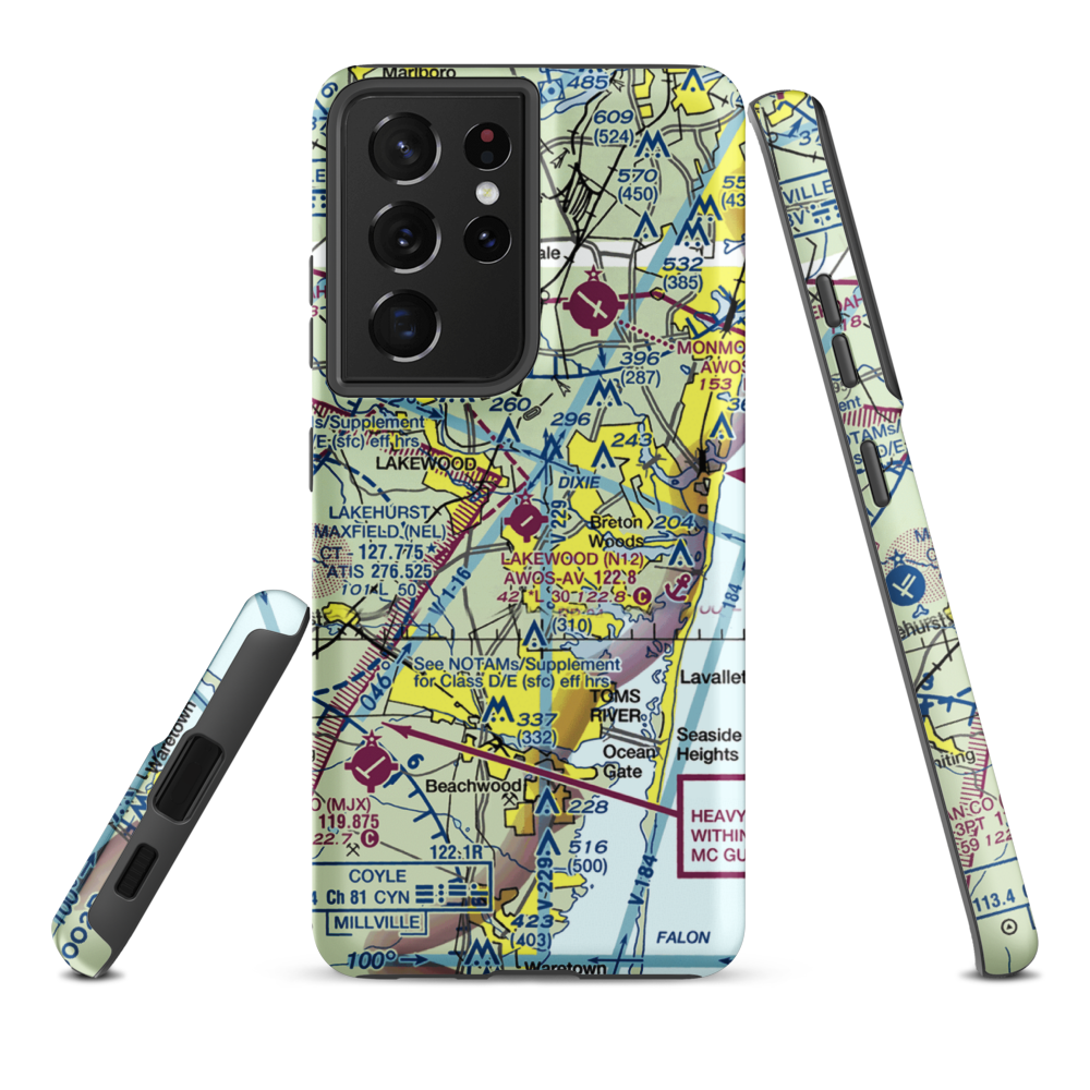 Lakewood Airport (N12) VFR Sectional Samsung Phone Case Samsung Galaxy S21 Ultra model shown