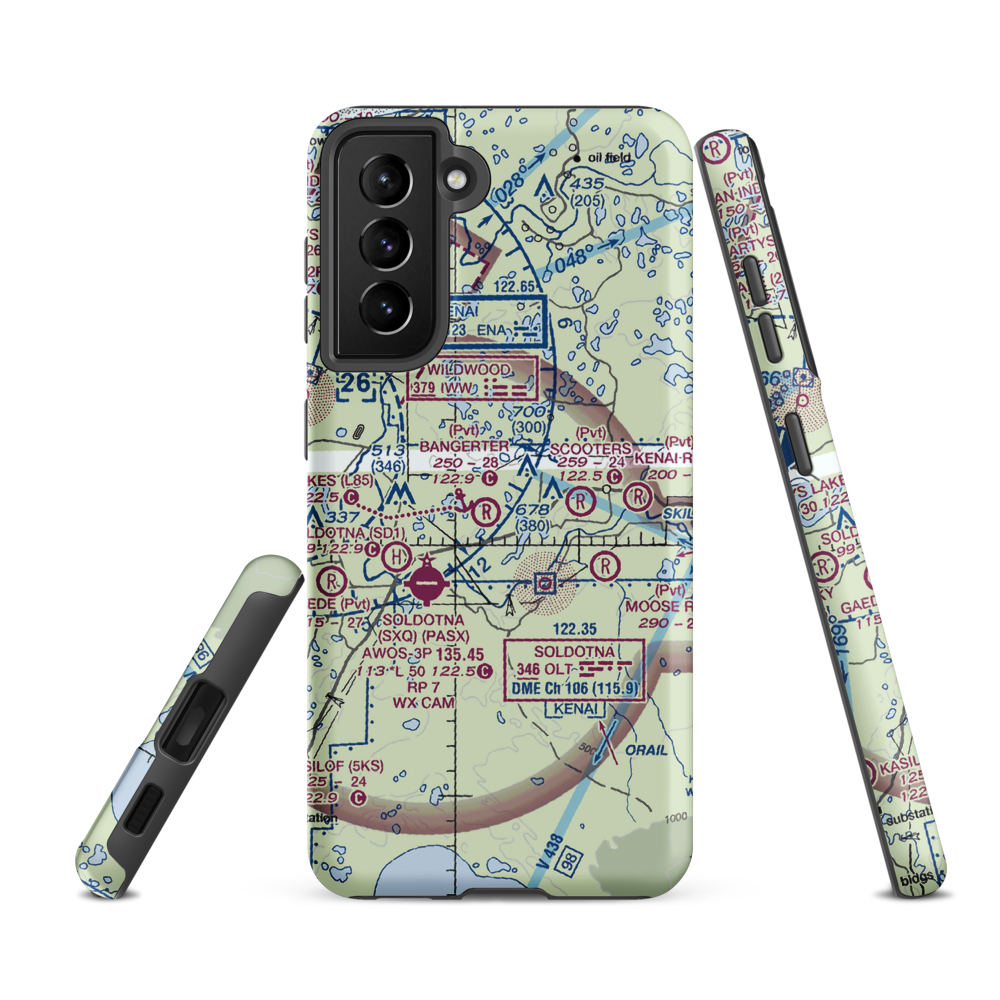Lakewood Airstrip (53AK) VFR Sectional Samsung Phone Case Samsung Galaxy S21 FE model shown