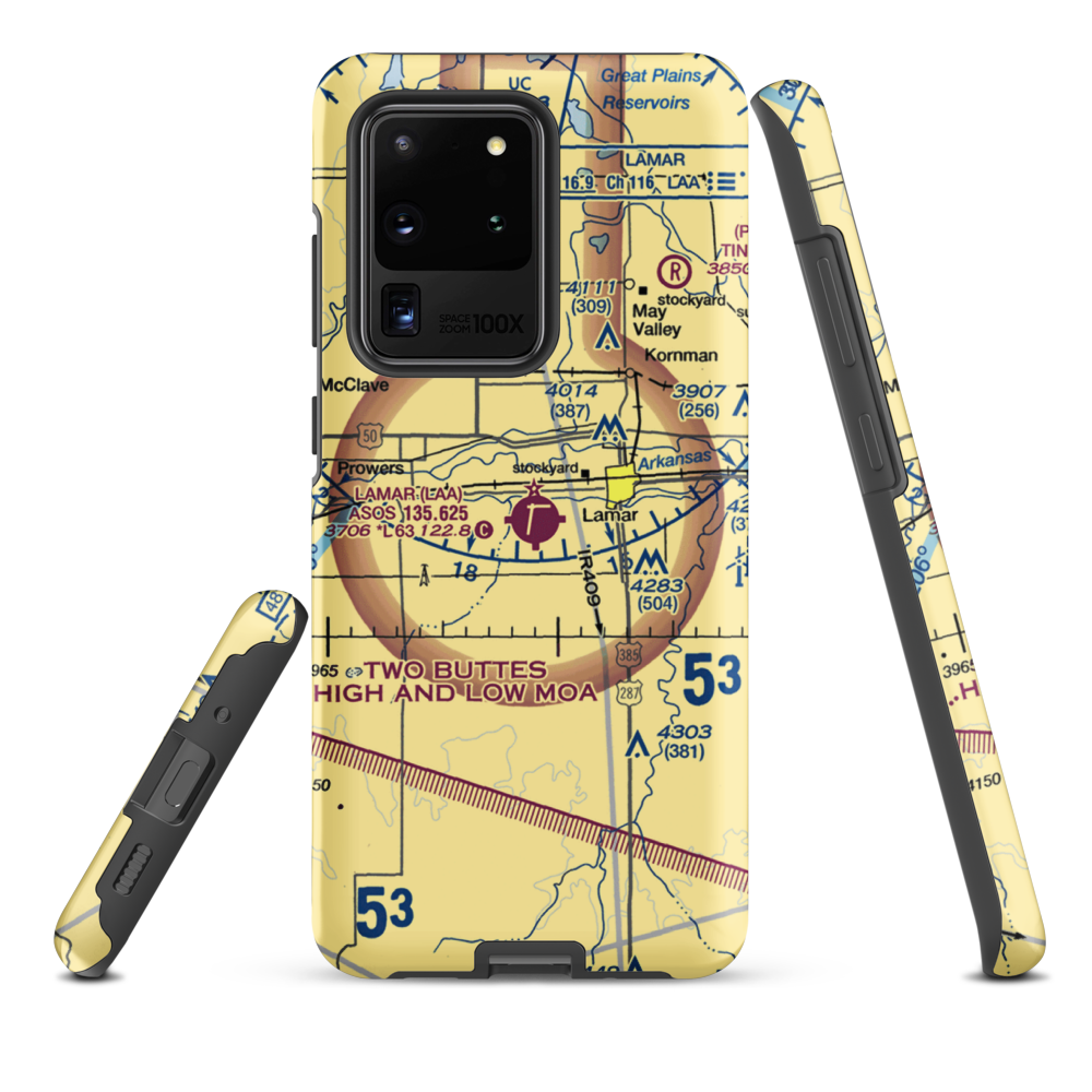 Lamar Municipal Airport (LAA) VFR Sectional Samsung Phone Case Samsung Galaxy S20 Ultra model shown
