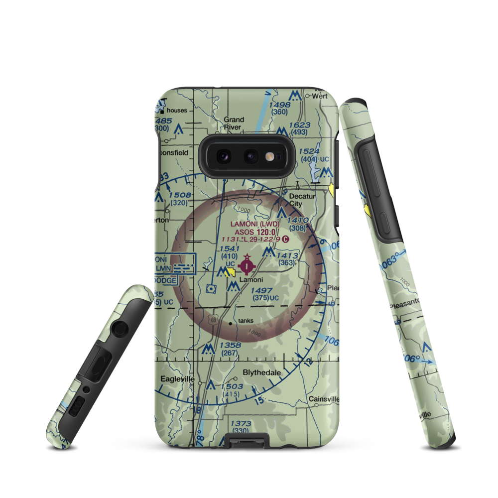 Lamoni Municipal Airport (LWD) VFR Sectional Samsung Phone Case Samsung Galaxy S10 Plus model shown