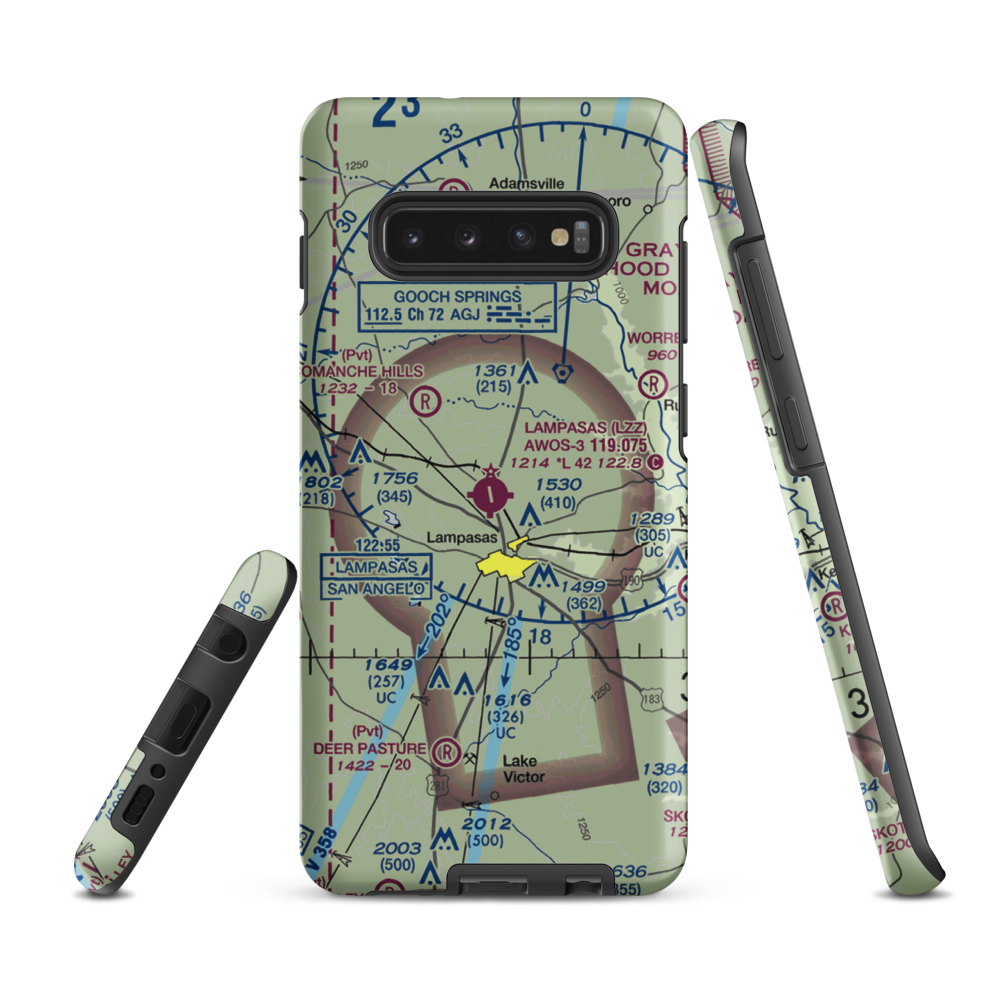 Lampasas Airport (LZZ) VFR Sectional Samsung Phone Case Samsung Galaxy S10 Plus model shown