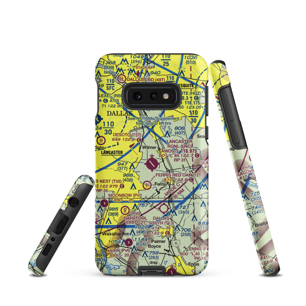 Lancaster Airport (LNC) VFR Sectional Samsung Phone Case Samsung Galaxy S10e model shown