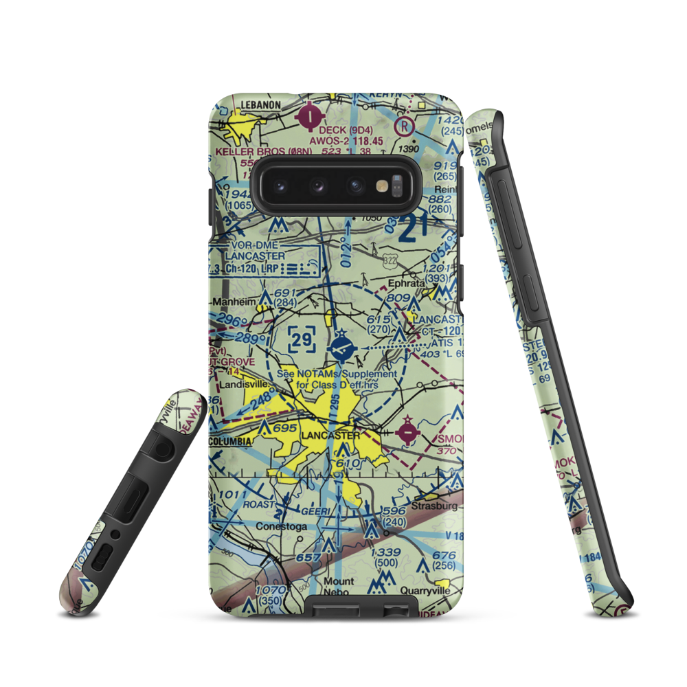 Lancaster Airport (LNS) VFR Sectional Samsung Phone Case Samsung Galaxy S10 model shown