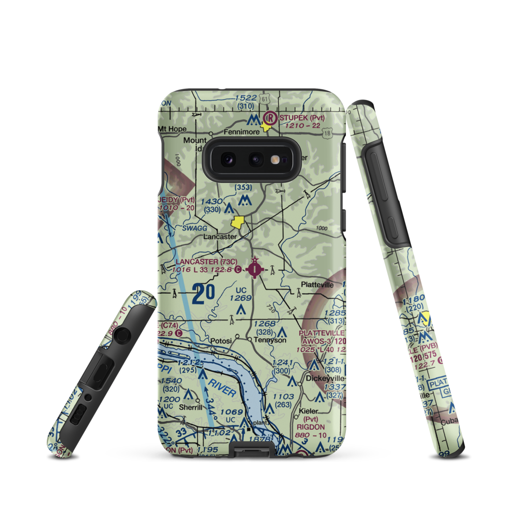 Lancaster Municipal Airport (73C) VFR Sectional Samsung Phone Case Samsung Galaxy S10e model shown