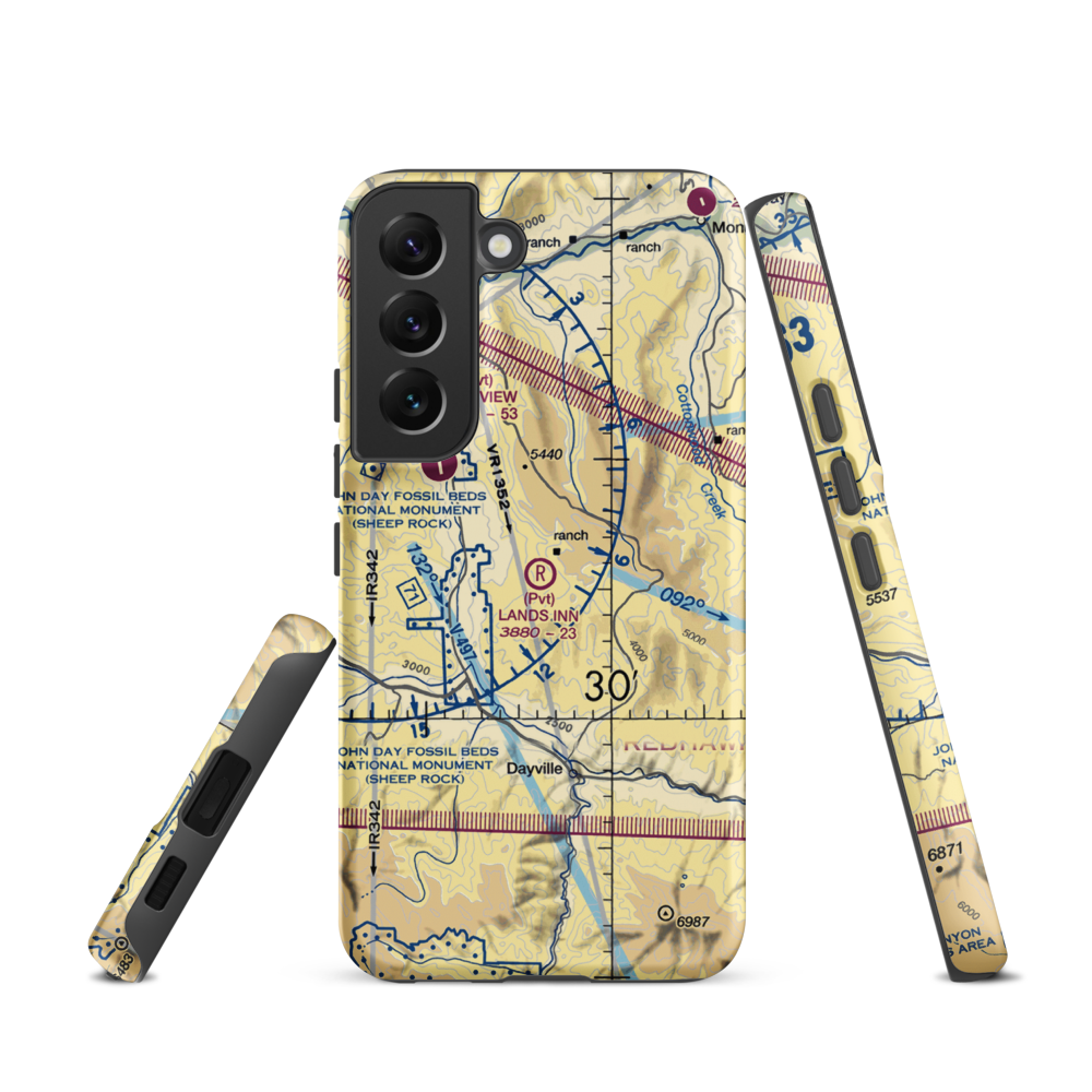 Land's Inn Ranch Airport (49OR) VFR Sectional Samsung Phone Case Samsung Galaxy S22 model shown