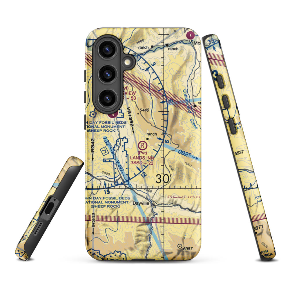Land's Inn Ranch Airport (49OR) VFR Sectional Samsung Phone Case Samsung Galaxy S24 Plus model shown