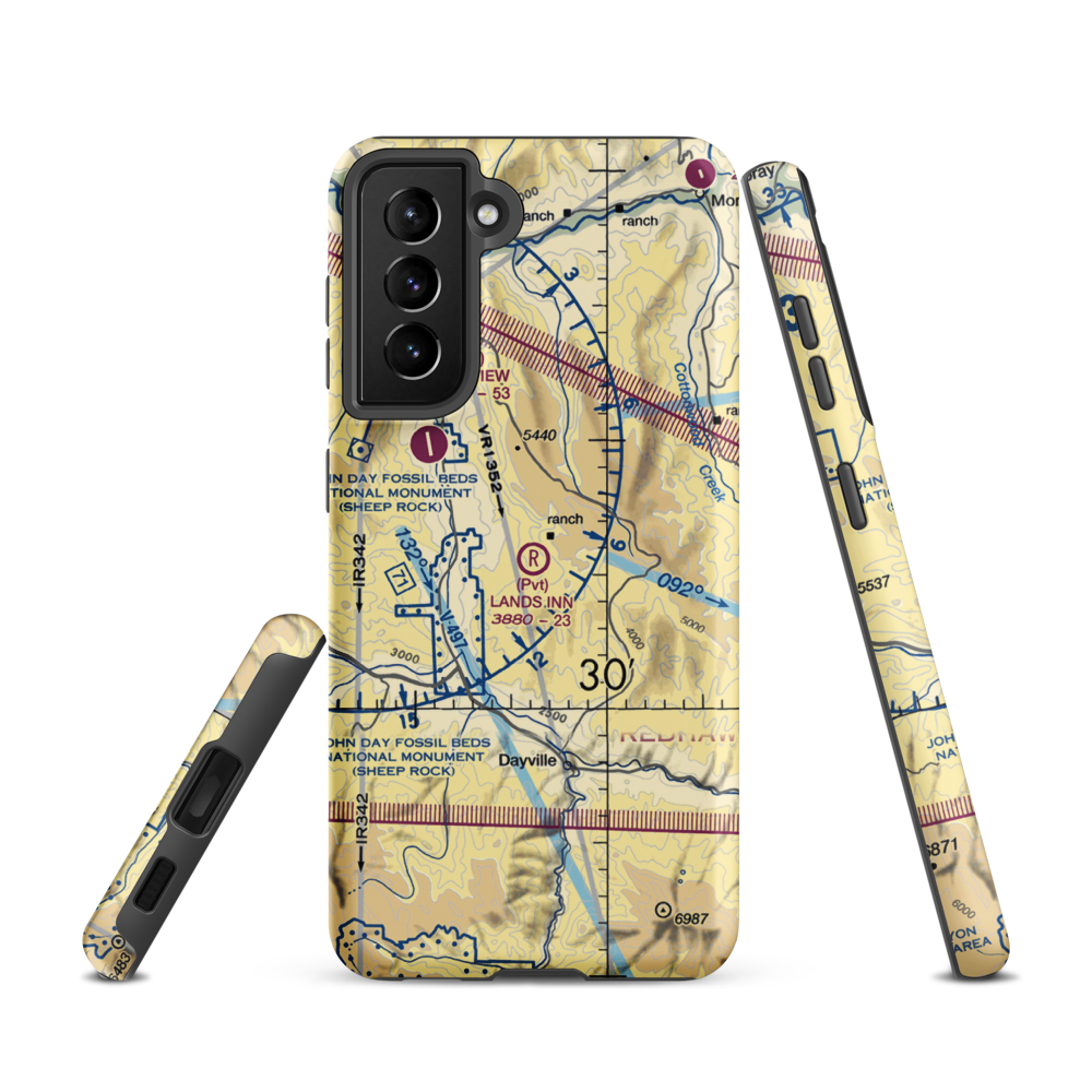 Land's Inn Ranch Airport (49OR) VFR Sectional Samsung Phone Case Samsung Galaxy S21 model shown
