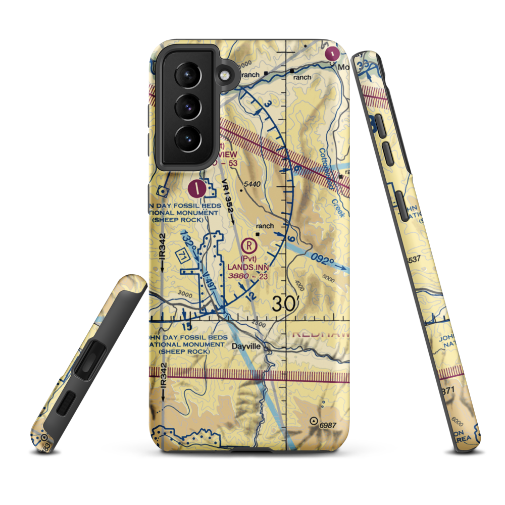 Land's Inn Ranch Airport (49OR) VFR Sectional Samsung Phone Case Samsung Galaxy S21 Plus model shown