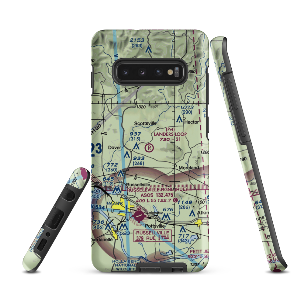 Landers Loop Airport (AR89) VFR Sectional Samsung Phone Case Samsung Galaxy S10e model shown