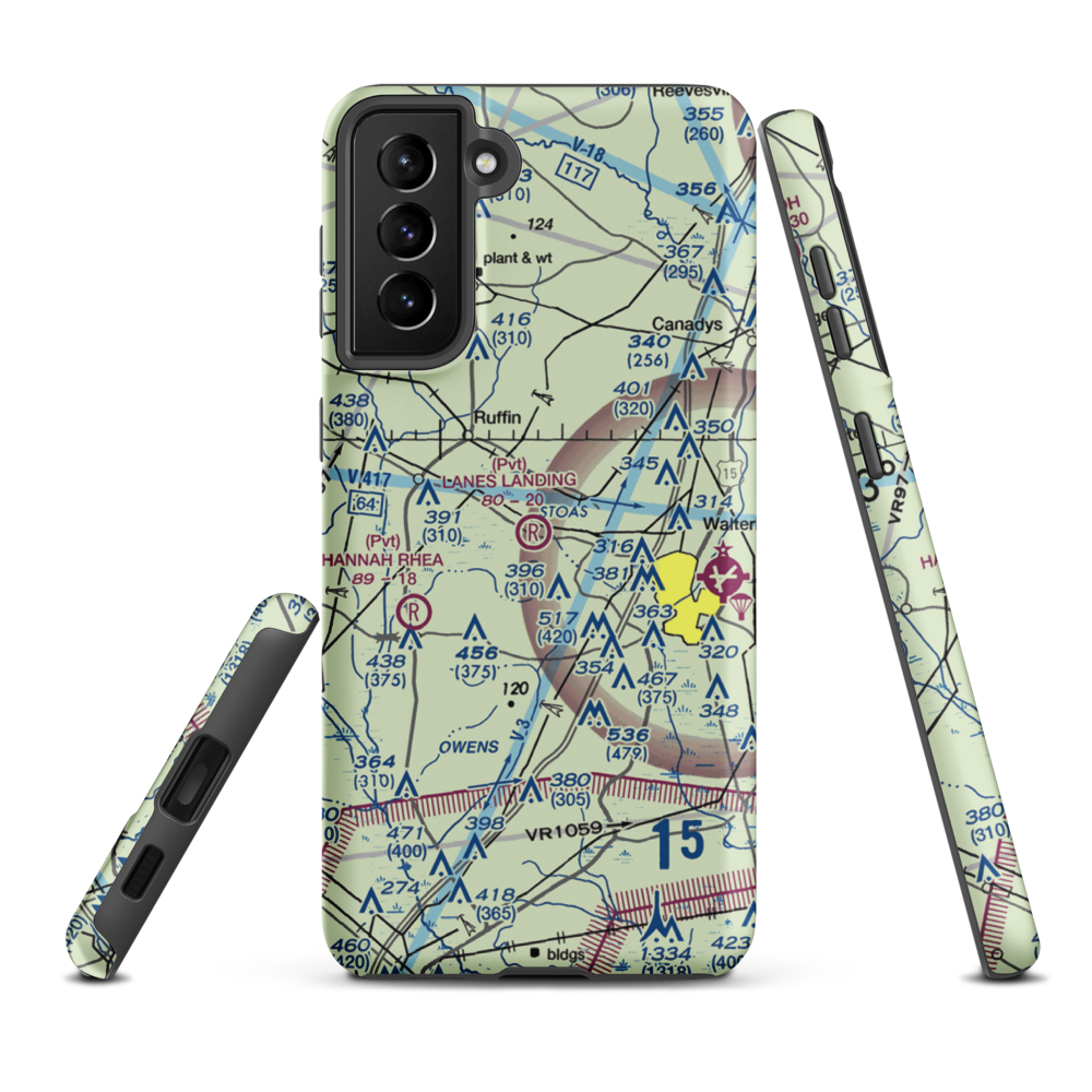 Lanes Landing (67SC) VFR Sectional Samsung Phone Case Samsung Galaxy S21 Plus model shown