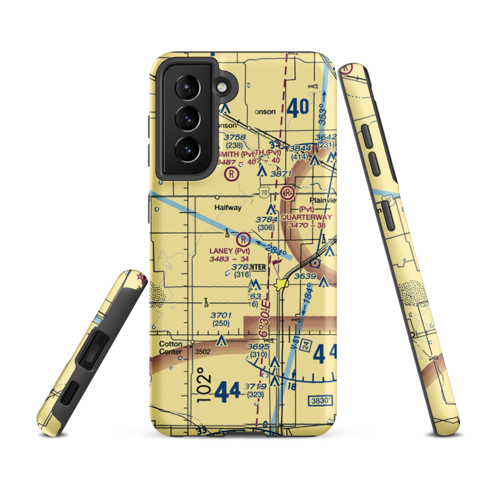 Laney Farm Airport (1TX5) VFR Sectional Samsung Phone Case Samsung Galaxy S21 FE model shown