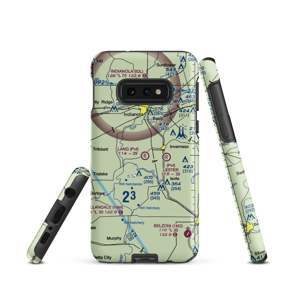 Lang Flying Service Airport (MS77) VFR Sectional Samsung Phone Case Samsung Galaxy S10 Plus model shown