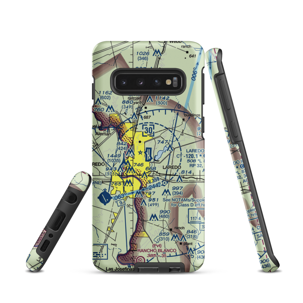 Laredo International Airport (LRD) VFR Sectional Samsung Phone Case Samsung Galaxy S10 model shown