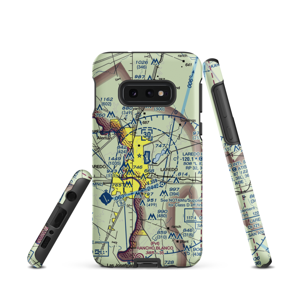Laredo International Airport (LRD) VFR Sectional Samsung Phone Case Samsung Galaxy S10e model shown
