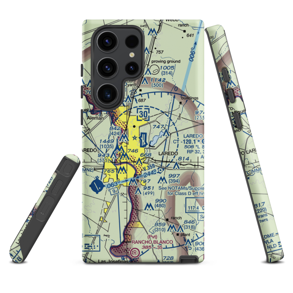 Laredo International Airport (LRD) VFR Sectional Samsung Phone Case Samsung Galaxy S23 Ultra model shown
