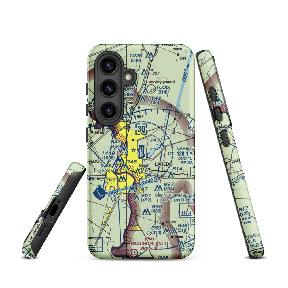 Laredo International Airport (LRD) VFR Sectional Samsung Phone Case Samsung Galaxy S24 model shown