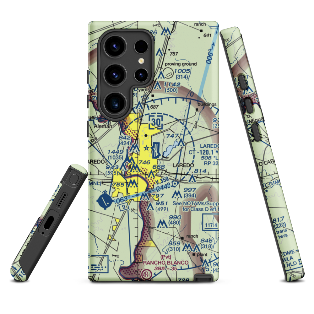 Laredo International Airport (LRD) VFR Sectional Samsung Phone Case Samsung Galaxy S24 Ultra model shown