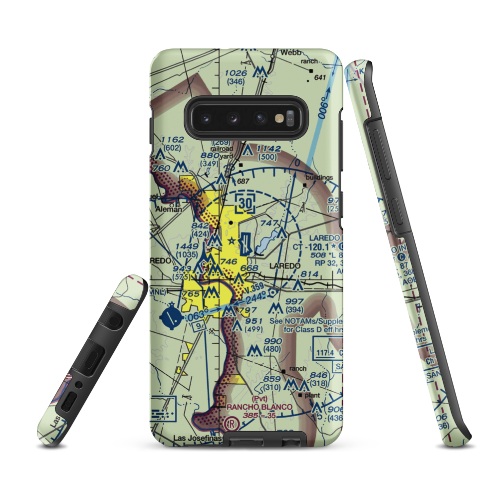 Laredo International Airport (LRD) VFR Sectional Samsung Phone Case Samsung Galaxy S10 Plus model shown