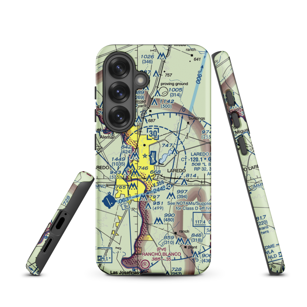 Laredo International Airport (LRD) VFR Sectional Samsung Phone Case Samsung Galaxy S25 model shown