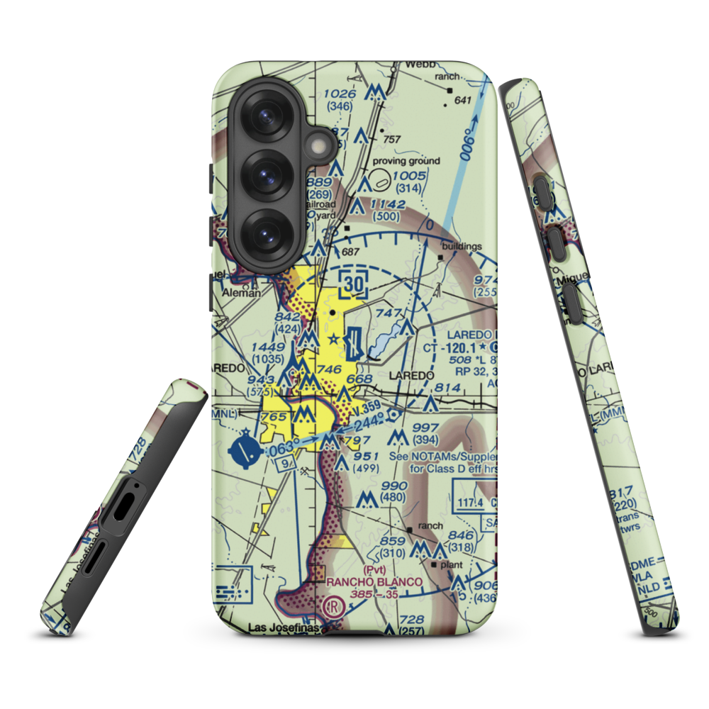Laredo International Airport (LRD) VFR Sectional Samsung Phone Case Samsung Galaxy S25 Plus model shown