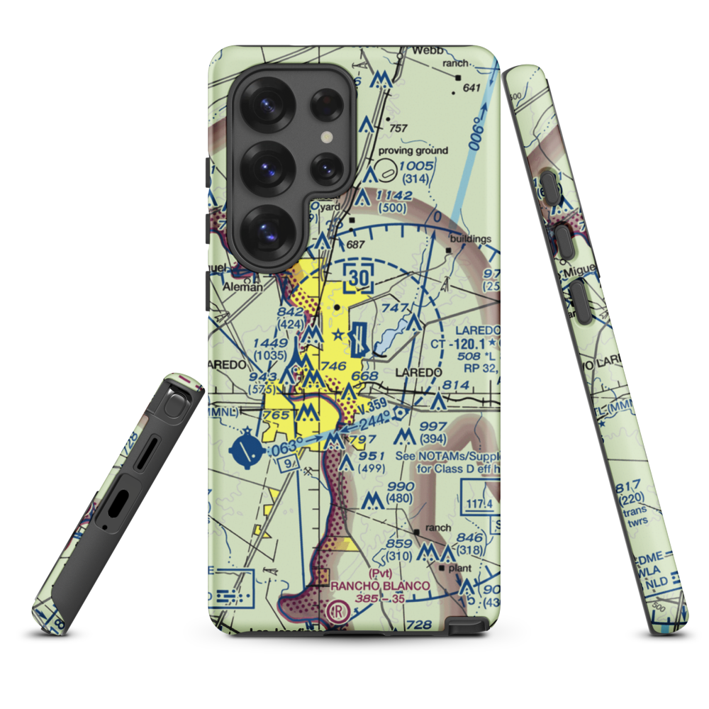 Laredo International Airport (LRD) VFR Sectional Samsung Phone Case Samsung Galaxy S25 Ultra model shown