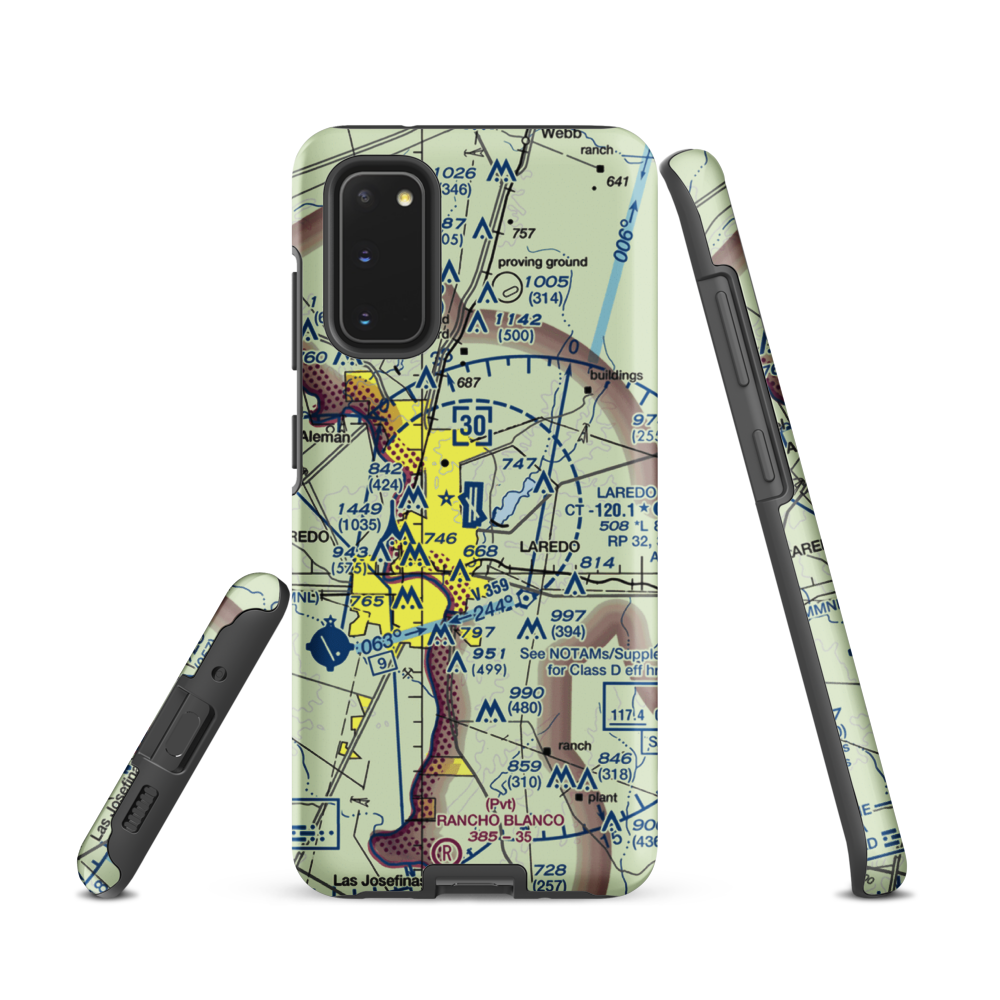 Laredo International Airport (LRD) VFR Sectional Samsung Phone Case Samsung Galaxy S20 model shown