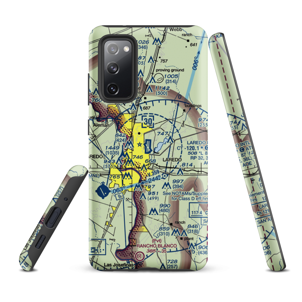 Laredo International Airport (LRD) VFR Sectional Samsung Phone Case Samsung Galaxy S20 FE model shown