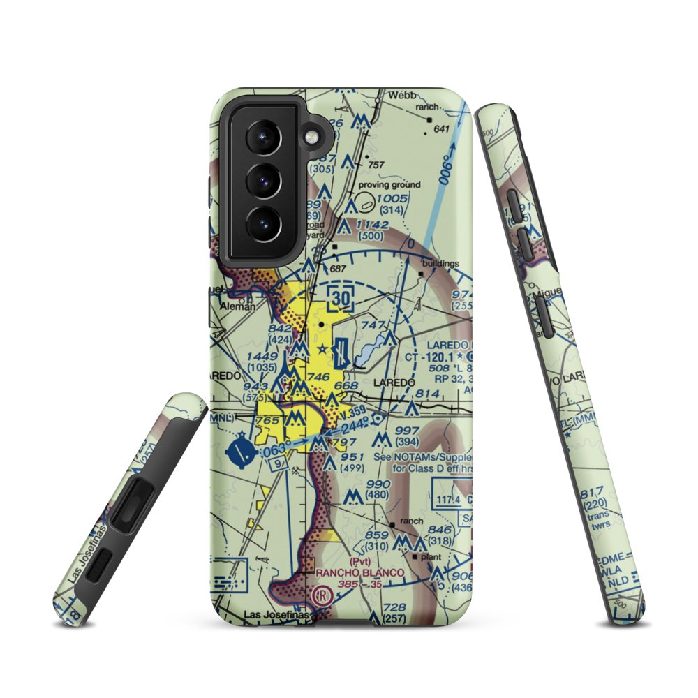 Laredo International Airport (LRD) VFR Sectional Samsung Phone Case Samsung Galaxy S21 model shown
