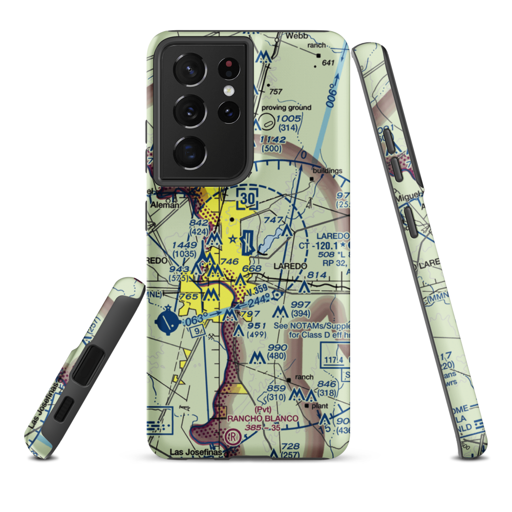 Laredo International Airport (LRD) VFR Sectional Samsung Phone Case Samsung Galaxy S21 Ultra model shown