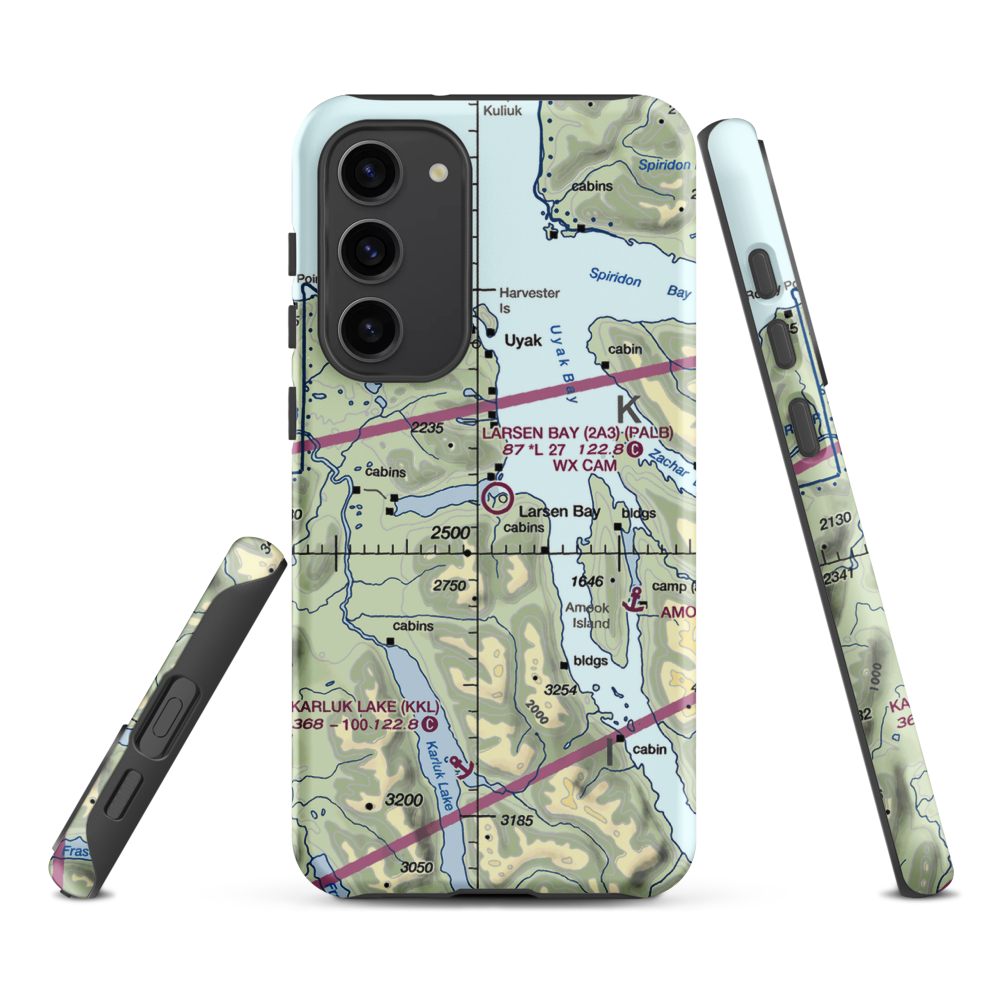 Larsen Bay Airport (2A3) VFR Sectional Samsung Phone Case Samsung Galaxy S23 Plus model shown