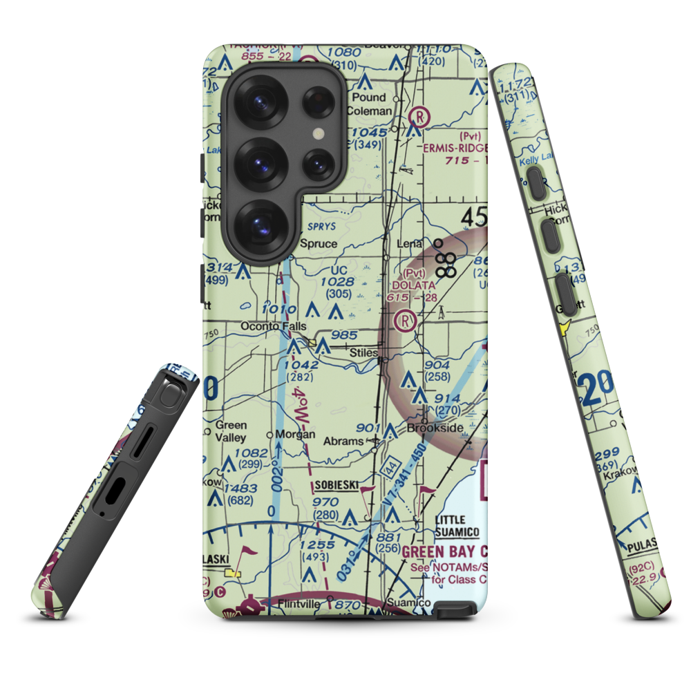 Larson Studio Airport (WI20) VFR Sectional Samsung Phone Case Samsung Galaxy S25 Ultra model shown