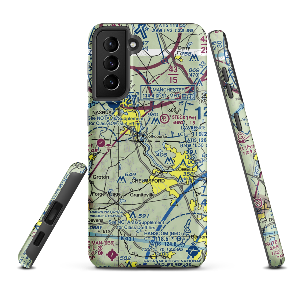Larson's Seaplane Base (MA74) VFR Sectional Samsung Phone Case Samsung Galaxy S21 Plus model shown