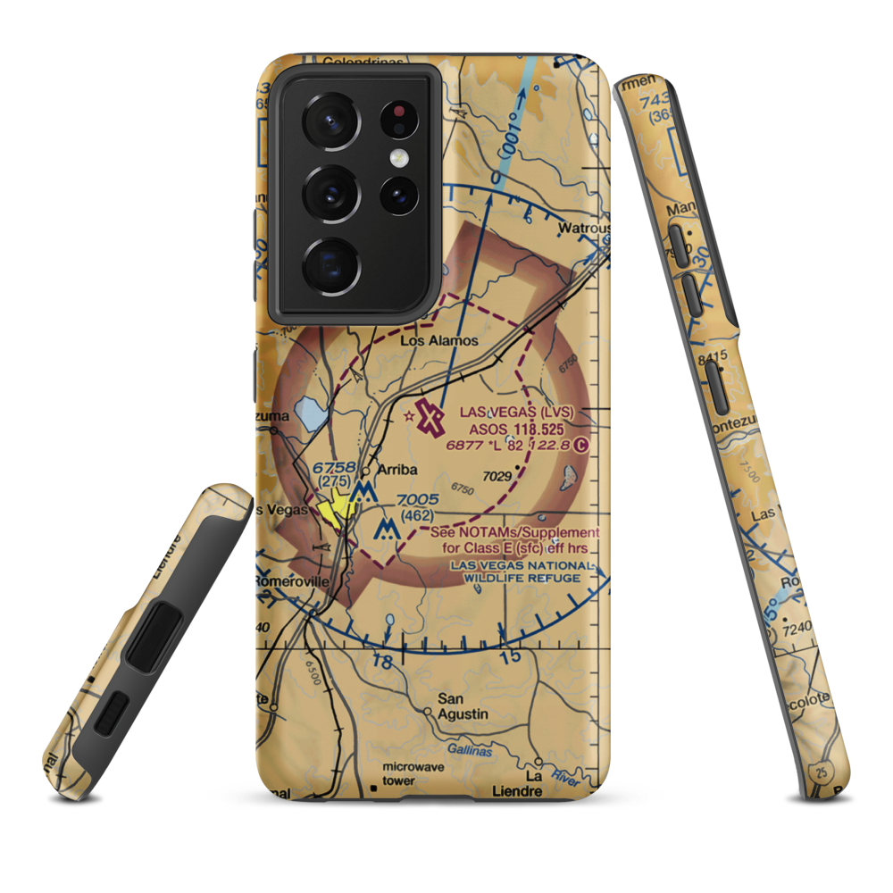 Las Vegas Municipal Airport (LVS) VFR Sectional Samsung Phone Case Samsung Galaxy S21 Plus model shown